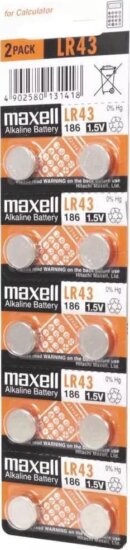 Maxell LR43 Alkáli Gombelem 1.5V (10db / csomag)