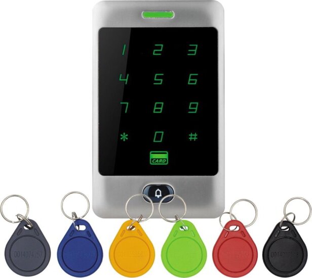 CONTROL KIT-CON-A3 Beléptető érintőgombos kültéri ujjlenyomatolvasós RFID kódzár + 6db kulcstartó