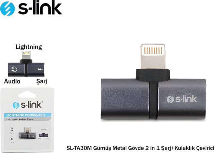 S-Link SL-TA30M Lightning - Lightning + USB‑C iPhone Átalakító Adapter - Ezüst