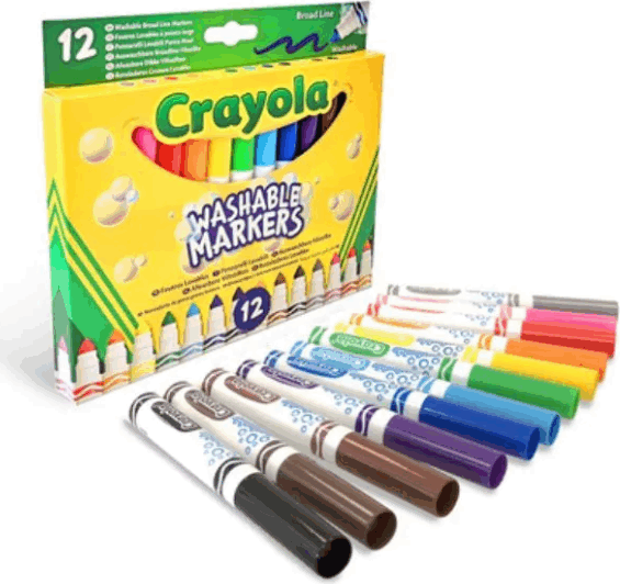Crayola Lemosható tompahegyű filctoll készlet - Vegyes színek (12 db / csomag)