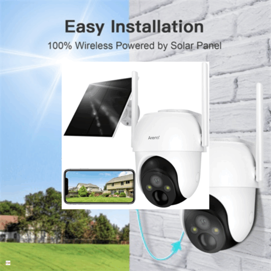 Arenti GO2T+SP2 4mm 3MP Napelemes kültéri Okos Dome kamera - Fehér