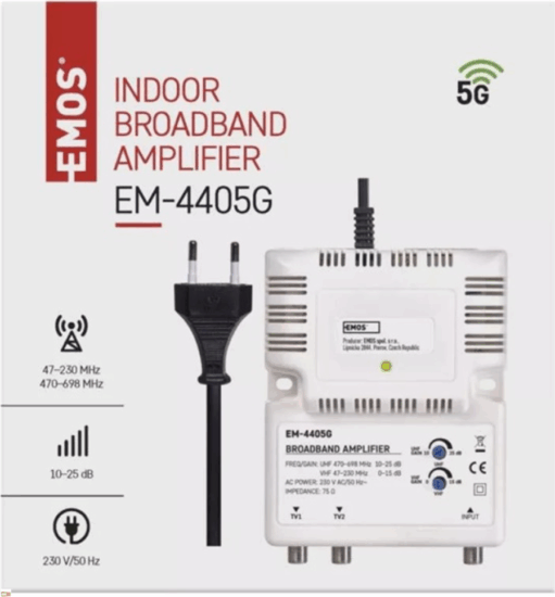 Emos J0400 EM440 Szélessávú 2-utas antenna erősítő Emos J0400 EM440 Szélessávú 2-utas antenna erősítő