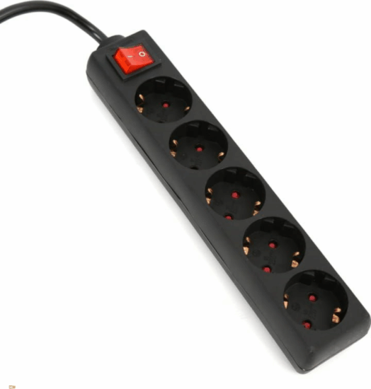 Platinet 250V Hálózati Elosztó 5 aljzatos 1.5m - Fekete