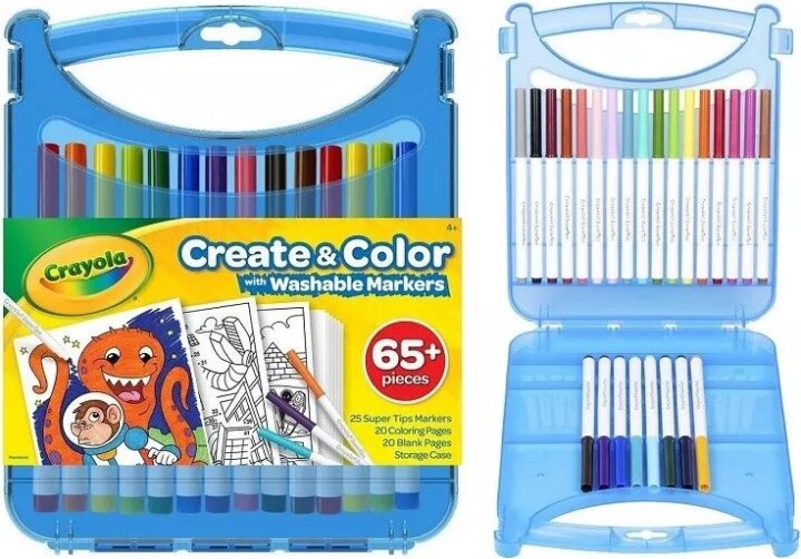 Crayola SuperTips 65 darabos kimosható filctoll és papír készlet