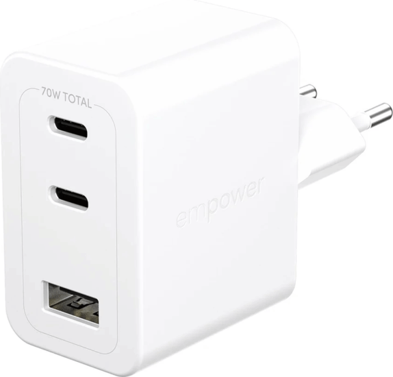 PanzerGlass Empower 2x USB-C 1x USB-A Gyorstöltő 70W - Fehér