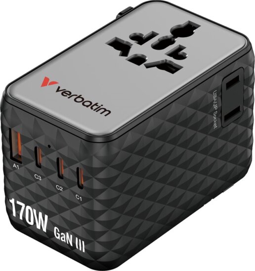 Verbatim 30190 Charge n Travel Univerzális Utazó Adapter 170W - Fekete