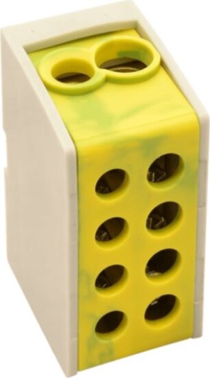 Tracon FLE-35/25ZS sínre szerelhető/ zöld/sárga/ 1×35+1×25mm2/1×35+1×25mm2/ 400VAC/ 125A főáramköri leágazó kapocs