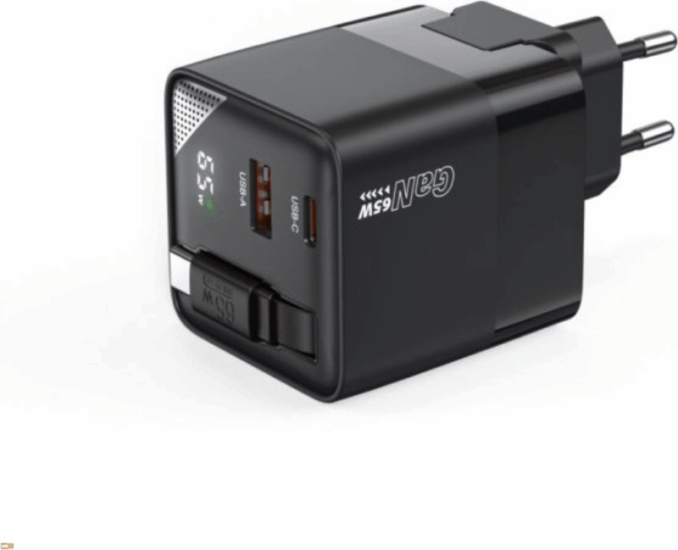 Choetech PD6091 USB-A / USB-C Hálózati Töltő Adapter 65W USB-C kábellel - Fekete