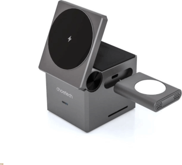 Choetech T632-F 3in1 Magnetic Fülhallgató/Telefon/Okosóra Wireless töltő 15W - Fekete
