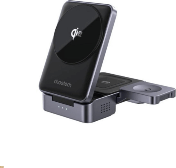 Choetech T637-F 3in1 Qi2 Telefon/Okosóra/Fülhallgató Wireless töltő 10W - Fekete Choetech T637-F 3in1 Qi2 Telefon/Okosóra/Fülhallgató Wireless töltő 10W - Fekete