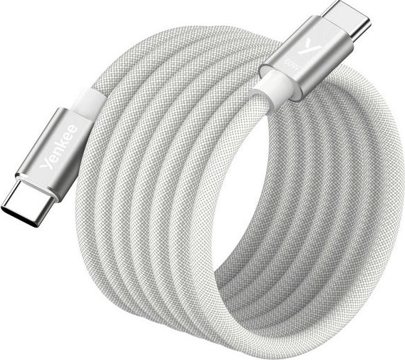 Yenkee YCU MAGNETIC 03 USB‑C Apa - USB‑C Apa 2.0 Adat És Töltőkábel 60 Watt 1,5 m - Fehér