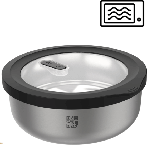 Gefu 12773 Rozsdamentes acél ételtároló edény tetővel 2L- Ezüst/Fekete