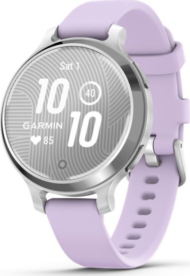 Garmin Lily 2 Active 34mm Női Okosóra Lila szilikon szíjjal - Ezüst