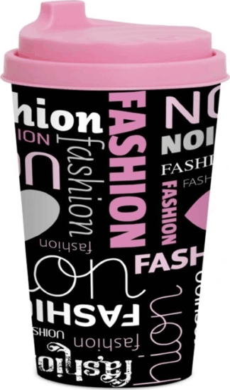 Iris 161912-100 340ml Müanyag Kávés pohár tetővel - Vegyes minta (1 darab)