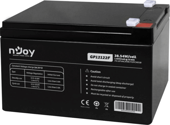 Njoy BTVACATBDTE2FCW01 12V 12Ah APC Szünetmentes táp Akkumulátor