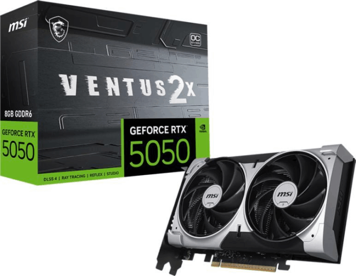 MSI GeForce RTX 5050 8GB GDDR6 Ventus 2X OC Videókártya MSI GeForce RTX 5050 8GB GDDR6 Ventus 2X OC Videókártya