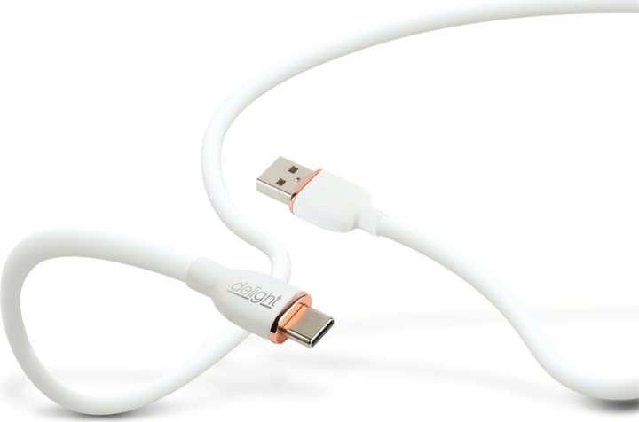 Delight 55553WH-1 USB Type-C Apa - USB-A Apa Töltő és Adatkábel 1m - Fehér