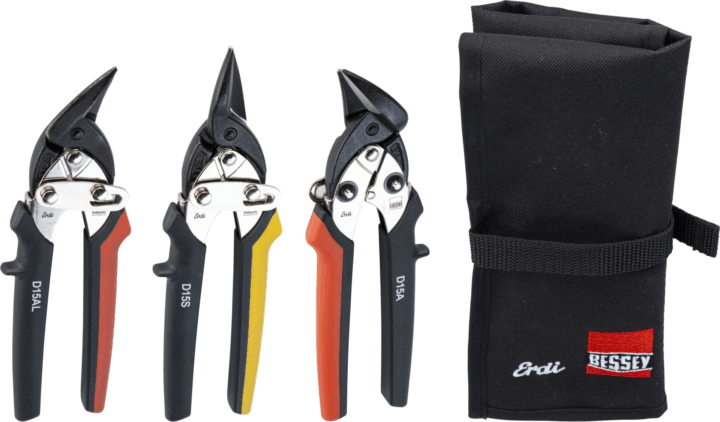 Bessey DSET15 Egyenes Lemezvágó olló szett 20mm - Többszínű