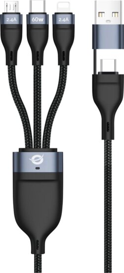 Conceptronic ETTA05B15 3-in-1 USB 3.0 Adat És Töltőkábel 60 Watt 1.5m - Fekete