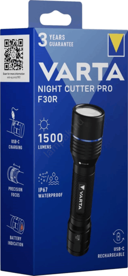 Varta 18921101111 Night Cutter Pro F30R LED Zseblámpa 1500 Lumen - Fekete