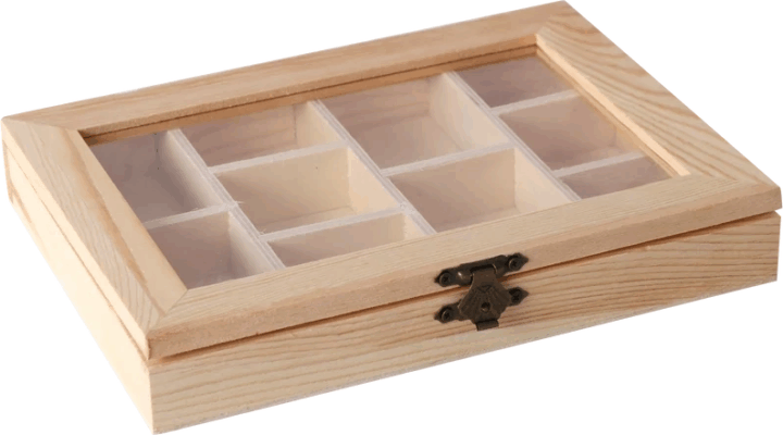 Pentart 26721 Átlátszó tetős 10 rekeszes doboz 20,5x15x3 cm - Natúr