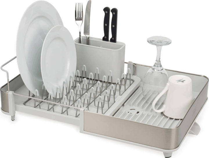 Joseph Joseph rozsdamentes acél bővíthető edényszárító forgatható lefolyócsővel - Ezüst