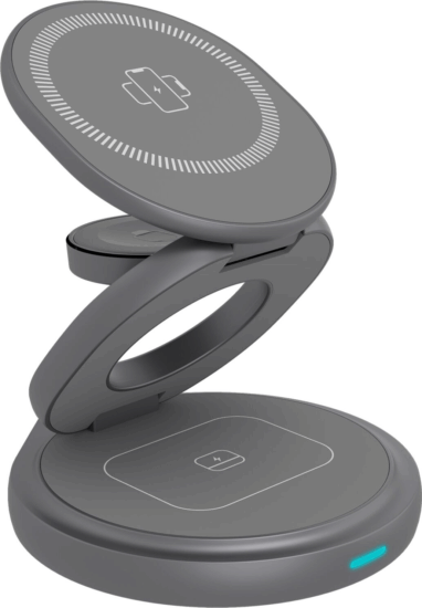 ICY BOX IB-SH101-CH 3in1 Mágneses Töltő Dokkoló 15W - Szürke