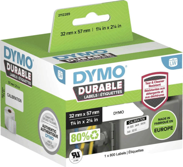 Dymo Schriftband 57 x 32 mm Univerzális Etikett címke (800 címke / tekercs)