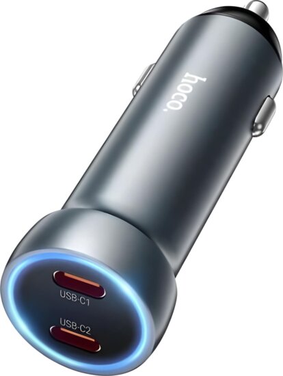 Hoco Z54B.U 2×USB-C Autós Gyorstöltő Adapter 30W - Fekete