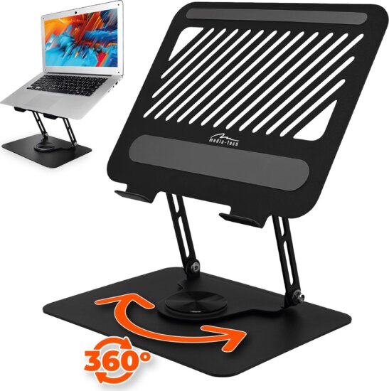 Media-Tech MT2662 ROTO Ergonomikus 17" Forgatható Notebook Állvány - Fekete