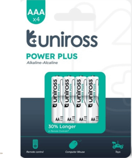 Uniross Power Plus Alkáli AAA Ceruzaelem 1,5V (4db/csomag)