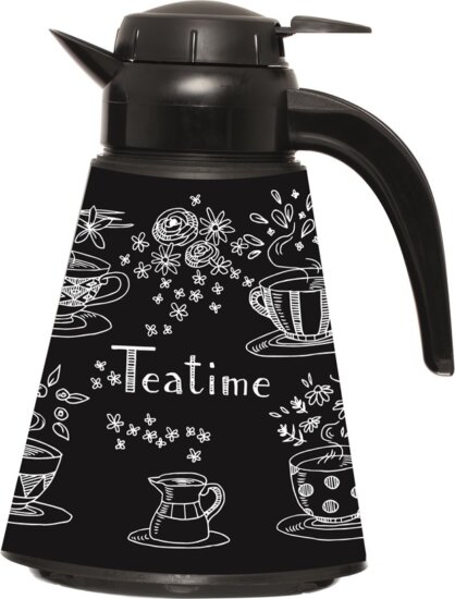Iris Black Tea Time Kúp alakú vákuum kancsó 1,2L - Fekete mintás