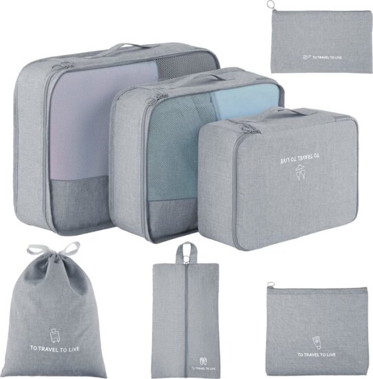 Iris A02 Bőrönd csomag rendszerező készlet 7 darab - Szürke