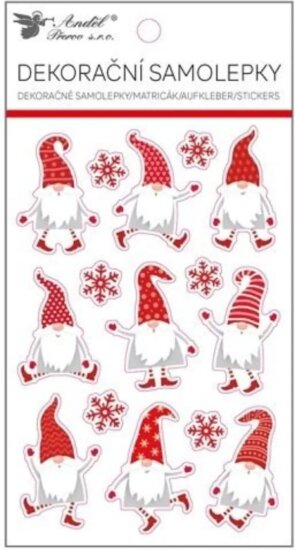 Andel Karácsonyi manó mintás matrica dekoráció 11 x 19 cm