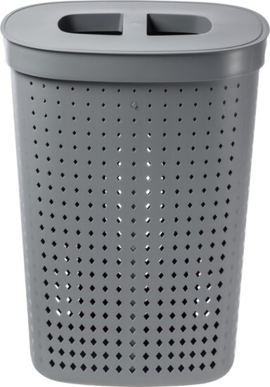 Iris Seoul Oval Műanyag Ovális szennyeskosár tetővel 61l - Szürke