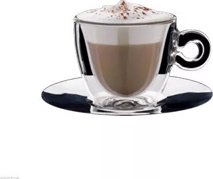 Thermo 165ml Cappuccinos csésze rozsdamentes aljjal 2 darab - Átlátszó