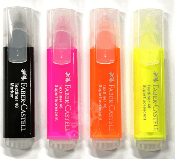 Faber-Castell Glassy 1-5mm Szövegkiemelő készlet - Vegyes színek (4 db / csomag)