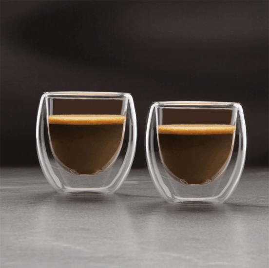 Family 57176H 80ml Kávés Duplafalú üveg pohár szett 2 darabos