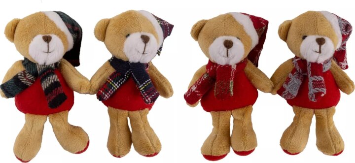 Vidám sálas maci felakasztható plüssfigura 12 cm - Többféle