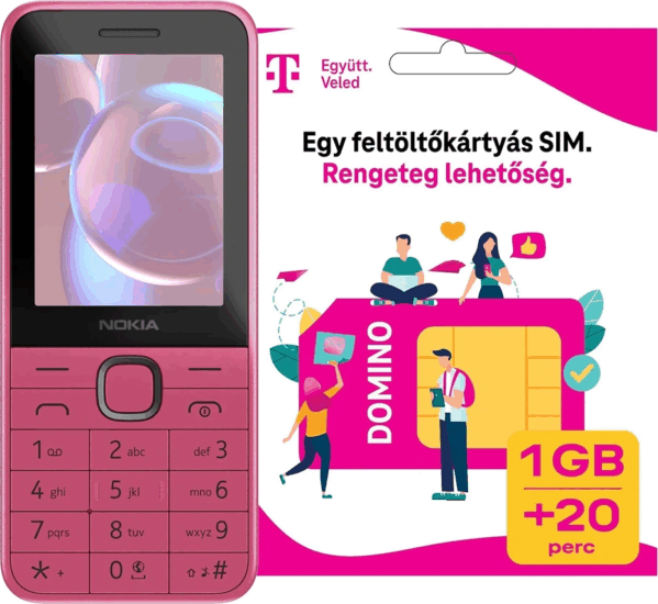 Nokia 225 4G DS 2024 4G Dual SIM Okostelefon +Domino SIM kártya - Pink