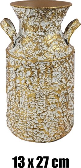 Iris 80938 Nyomott mintás váza 13 x 27 cm - Arany / Fehér