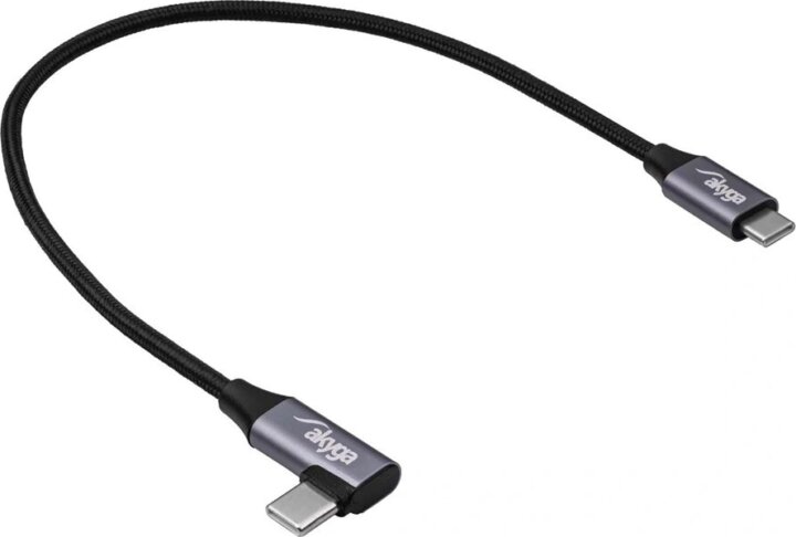 Akyga AK-USB-53 USB-C apa - USB-C apa 2.0 Fonott Adat és töltőkábel 0,3m - Fekete
