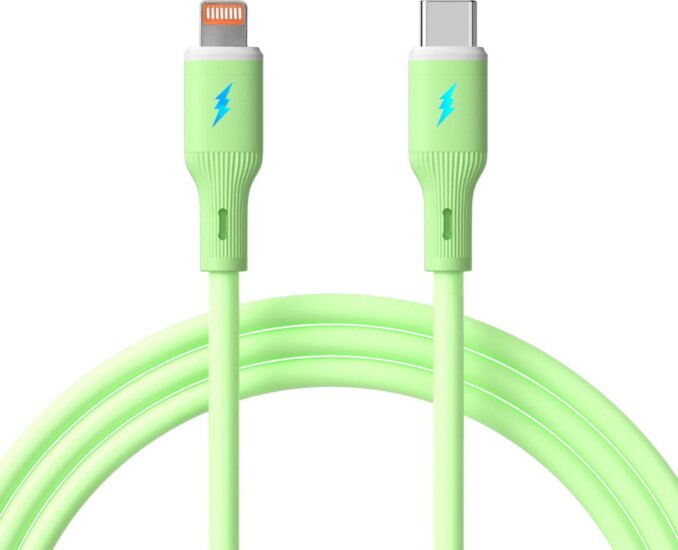 Akyga AK-USB-73 USB-C - Lightning iPhone Adat és Töltőkábel 1m - Zöld