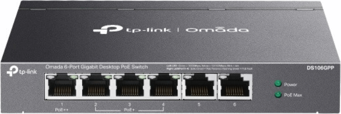 TP-Link DS106GPP 6-port Gigabit PoE+ Asztali Switch TP-Link DS106GPP 6-port Gigabit PoE+ Asztali Switch