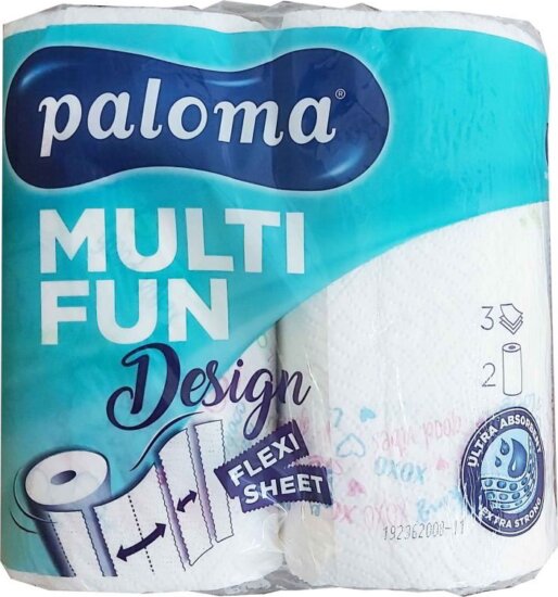 Paloma KT MULTI FUN 3 rétegű papírtörlő 2 tekercs - Színes (145 lap / tekercs)