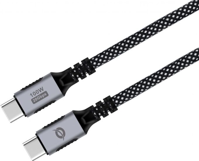 Conceptronic ETTA07B20 USB-C apa - USB-C apa 3.2 Gen 2x2 Adat és töltőkábel 2m - Fekete/Szürke
