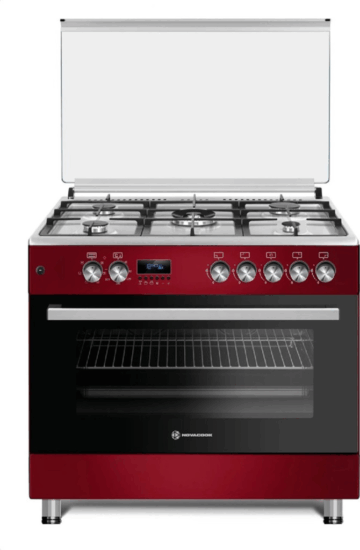 Novacook F9S50E6 RD Kombinált 5 Zónás Szabadonálló Gáz/Elektromos Tűzhely - Piros