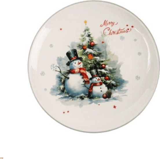 Iris 172936 Kerek Kerámia tányér- Karácsonyi minta Ø 25cm - Fehér/Mintás