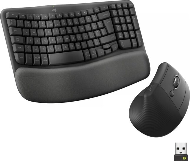 Logitech Wave Keys + Lift Wireless Billentyűzet és Egér US - Grafitszürke