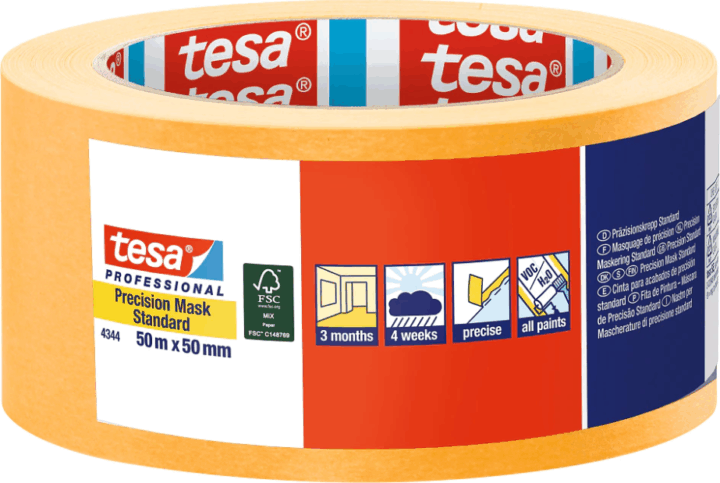 Tesa 04344 Festő Maszkoló szalag 50m x 50mm - Sárga